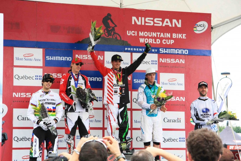 Notice not one of these guys are wearing a National Champs Jersey. The UCI rules say you must wear it on the podium or a big fat fine comes your way. Just note that a World Champs jersey over-rides a National Champs jersey (Gee).