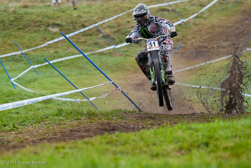 The predicted rains finally fell Saturday night and it was almost biblical in proportions at times. Sunday morning was a whole new ball game. Full spikes deep ruts and HUGE puddles. Troy Brosnan was one of the first down and got the full mud treatment.