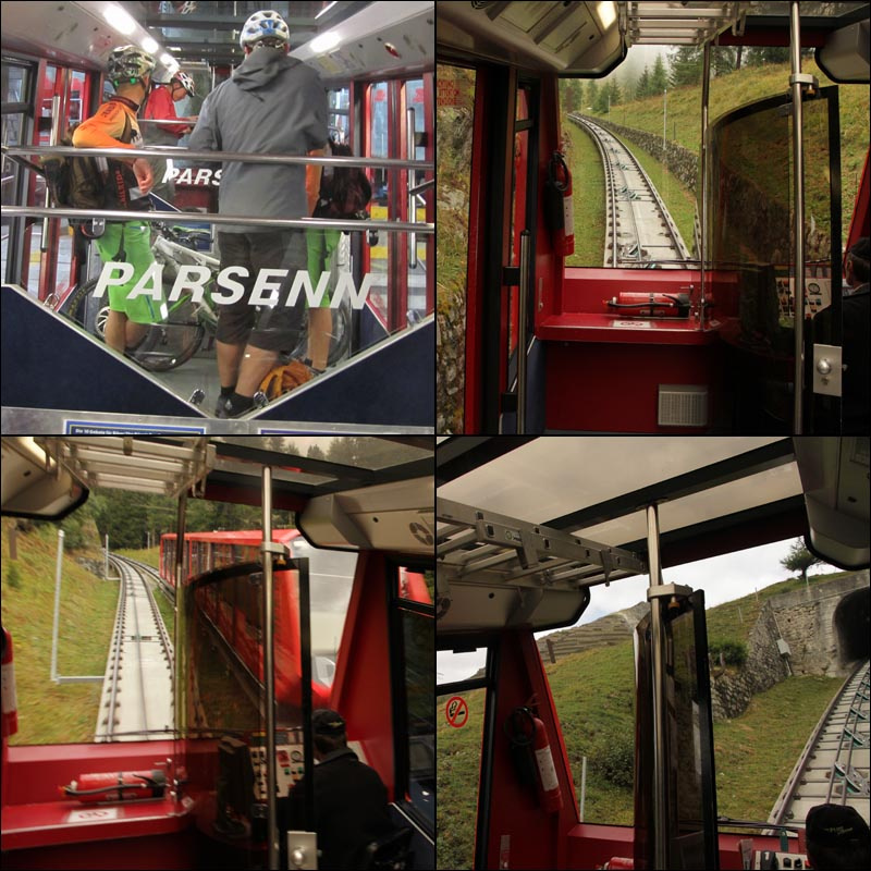The Parsenns funicular leaves right from town centre