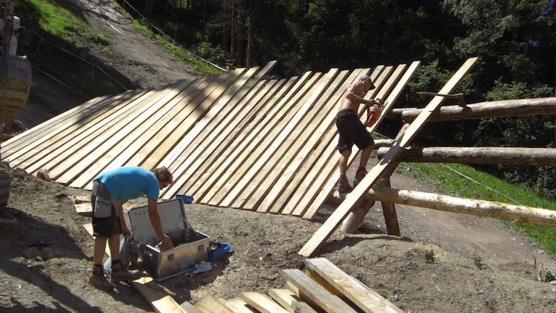 Building up the wallride on the new Lumberjack Line